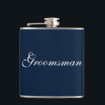 Groomsman Flask<br><div class="desc">Flask for the groomsman is shown in navy blue and white.
Customise this item or buy as is.</div>