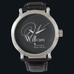 Groomsman Gift Elegant Monogram Initial Name Cool Watch<br><div class="desc">Groomsman Groomsmen Gift Elegant Monogram Initial Personalised Name Cool Watch. Click personalise this template to customise it with your monogram initial, the name and marriage date quickly and easily. Groomsman Gift Elegant Monogram Initial Name Cool Watch, is part of the Groomsman Gift Collection in this store. 30 Day Money Back...</div>