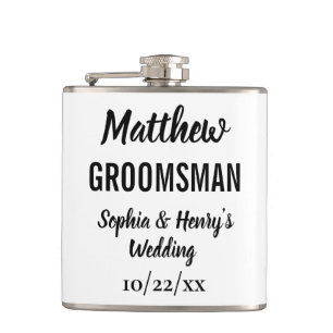Groomsman Gift Modern Typography Wedding Hip Flask