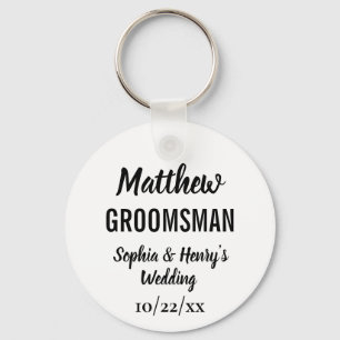Groomsman Gift Modern Typography Wedding Key Ring