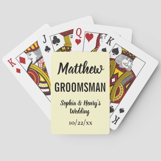 Groomsman Gift Modern Typography Wedding Playing Cards (Back)