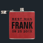 Groomsman Gifts-Red Faux Leather Texture Print Hip Flask<br><div class="desc">Elegant groomsman. and best man wedding gifts template. red faux leather texture (image of leather printed on flask).</div>