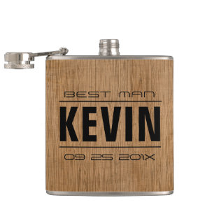 Groomsman Gifts-Wood Texture Print Hip Flask
