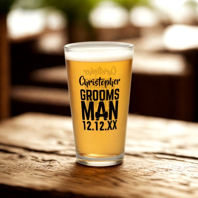 Groomsman Glass (For the Groomsman in your wedding party, Just add his name and your wedding date)