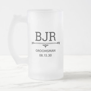 Groomsman Initials Frosted Glass Beer Mug