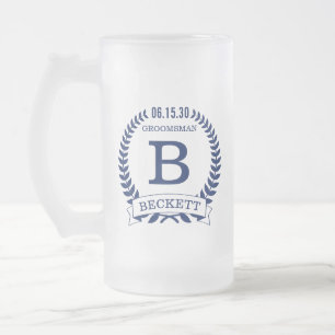 Groomsman Initials Frosted Glass Beer Mug