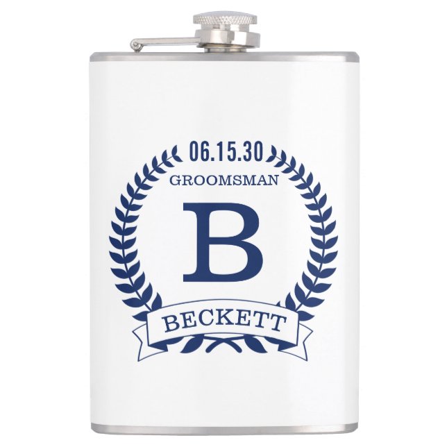 Groomsman Initials Hip Flask (Front)