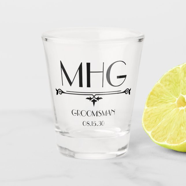 Groomsman Initials Shot Glass (Front)