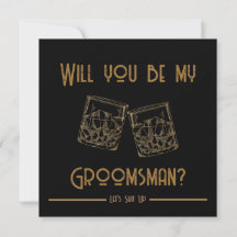 Groomsman Invitation Card Whiskey Glasses