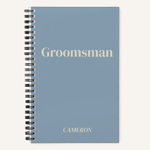 Groomsman Minimalist Personalised Dusty Blue Notebook