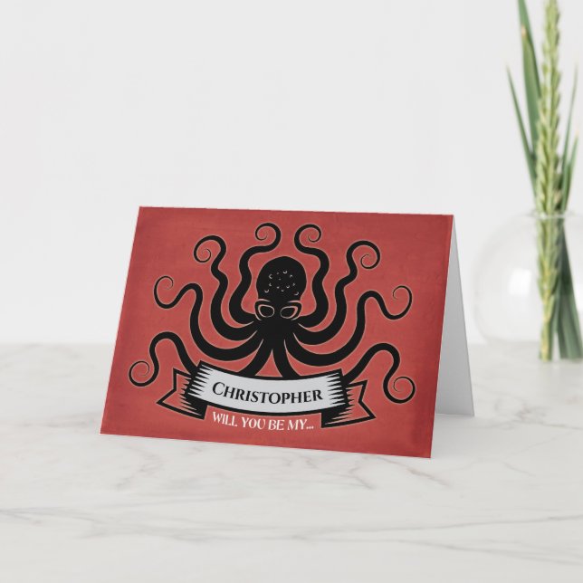 Groomsman Modern Wedding Party Proposal Card (Front)