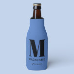 Groomsman Monogram Name Blue Bottle Cooler<br><div class="desc">Modern typography minimalist monogram name design which can be changed to personalise. Perfect for thanking your Groomsman for all their help and support in making your wedding amazing. Change the background and text colour to match your celebration.</div>