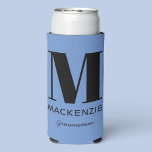 Groomsman Monogram Name Blue Seltzer Can Cooler<br><div class="desc">Modern typography minimalist monogram name design which can be changed to personalise. Perfect for thanking your Groomsman for all their help and support in making your wedding amazing. Change the background and text colour to match your celebration.</div>