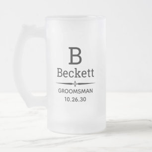 Groomsman Monogrammed Frosted Glass Beer Mug