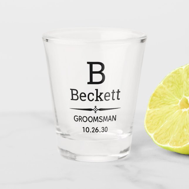 Groomsman Monogrammed Shot Glass (Front)