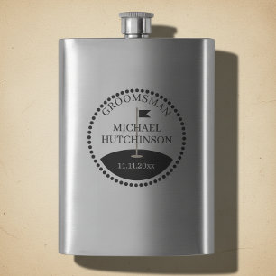 Groomsman Name Golf Wedding Hip Flask