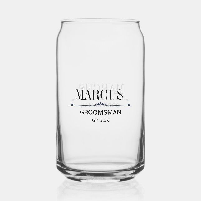Groomsman Name Wedding Date  Can Glass (Front)
