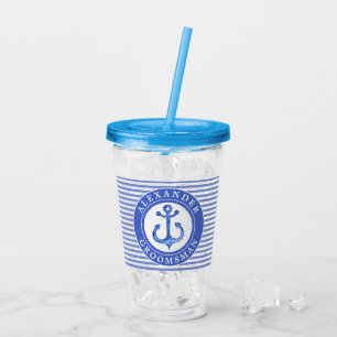 Groomsman - Nautical Anchor Navy Wedding Party Acrylic Tumbler