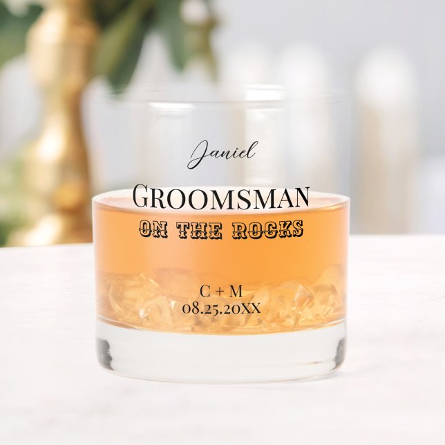 Groomsman on the rocks proposal whiskey glass (Creator Uploaded)