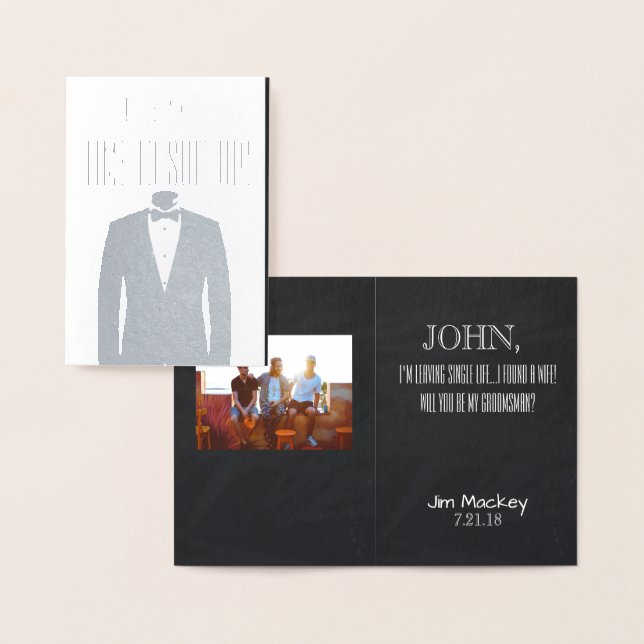 Groomsman or Best Man Proposal Invitation Silver (Display)