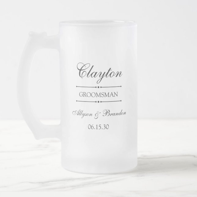 Groomsman Personalised Frosted Glass Beer Mug (Left)