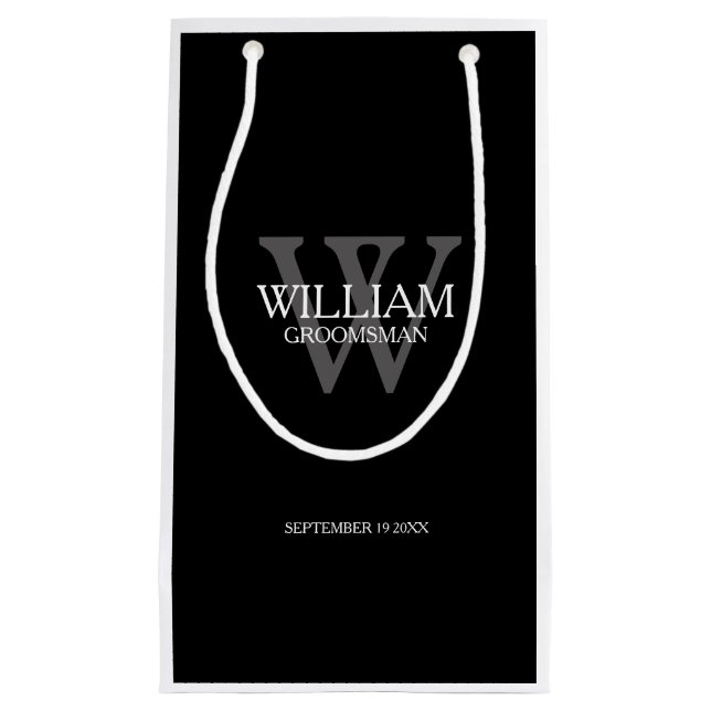 Groomsman Personalised Modern Chic Small Gift Bag (Front)