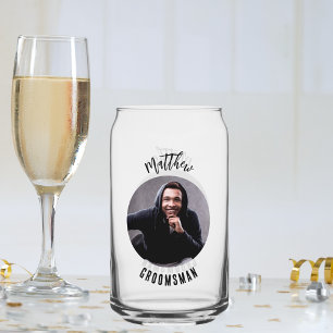 Groomsman photo bachelor party can glass