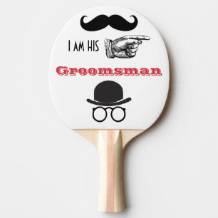 Groomsman Photo Props Hipster Moustache Beard Ping Pong Paddle