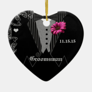 Groomsman Pink Gerber Wedding Christmas Ornament