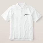 Groomsman Polo Shirt<br><div class="desc">Groomsman Polo Shirt shown in White with Black embroidered text.</div>