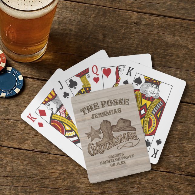 Groomsman Posse Rustic Cowboy Bachelor Party Playing Cards (Cowboy Groomsman Playing Cards)