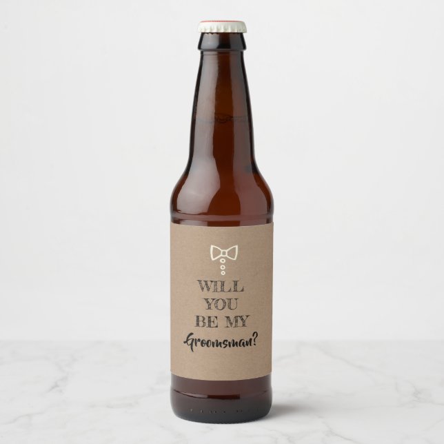 Groomsman Proposal Beer Bottle Label (Front)