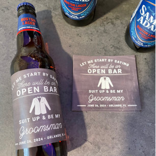 Groomsman Proposal Beer Bottle Label Set