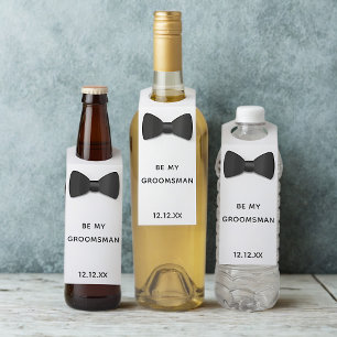 Groomsman Proposal Black Tie Bottle Hanger Tag