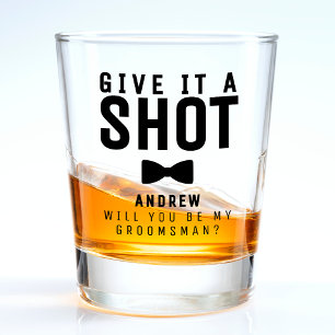 Groomsman Proposal Bowtie Give It A Shot Glass