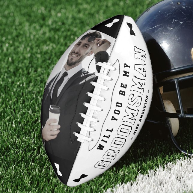 Groomsman Proposal Bowtie Photo Black & White American Football (Groomsman Proposal Bowtie Photo Football
)
