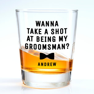 Groomsman Proposal Bowtie Take A Shot Glass