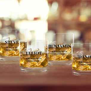 Groomsman Proposal Stylish Personalised Name Whiskey Glass