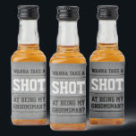 Groomsman Proposal Take a Shot Wedding Grey Wood Liquor Bottle Label<br><div class="desc">Get the wedding celebration started in style with funny groomsman proposal mini liquor bottle labels. Since they come in sets of six, an idea to add personalised names is to hand write with a white, grey or black pen. Design features a rustic grey faux wood background and stylish modern typography...</div>