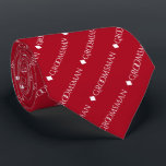 Groomsman Repeating White Text on Red Tie<br><div class="desc">This fun neck tie is the perfect accessory for the groomsmen at your wedding. It features a simple yet elegant design with the word "groomsman" written in fancy all capital white text repeating in a diagonal pattern on a red background. Perfect way to add a bit of class to your...</div>