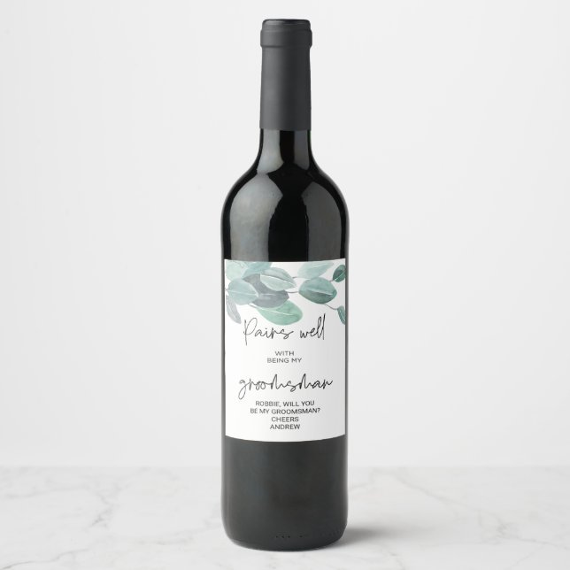 Groomsman Request Will You Be my Groomsman Groom W Wine Label (Front)