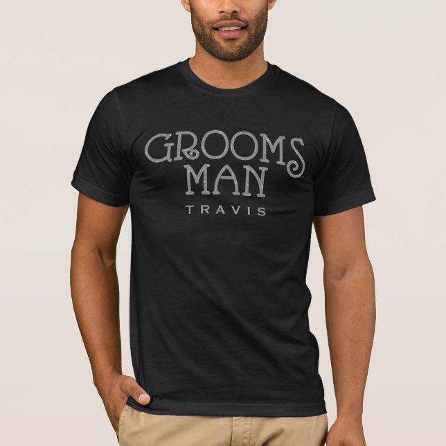 Groomsman Silver Faux Glitter Custom Shirt (Front)