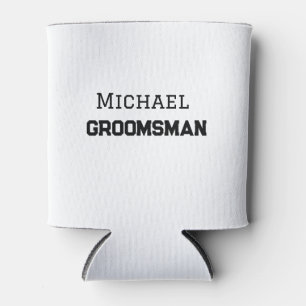 Groomsman simple minimal add name modern masculine can cooler