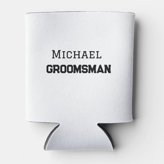 Groomsman simple minimal add name modern masculine can cooler (Front)