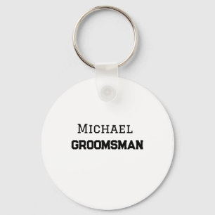 Groomsman simple minimal add name modern masculine key ring