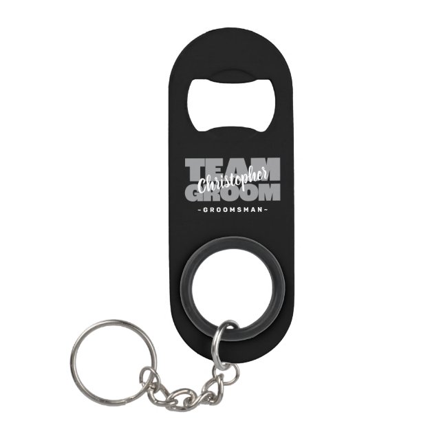 Groomsman Team Groom Name Wedding Party Black Grey (Front)