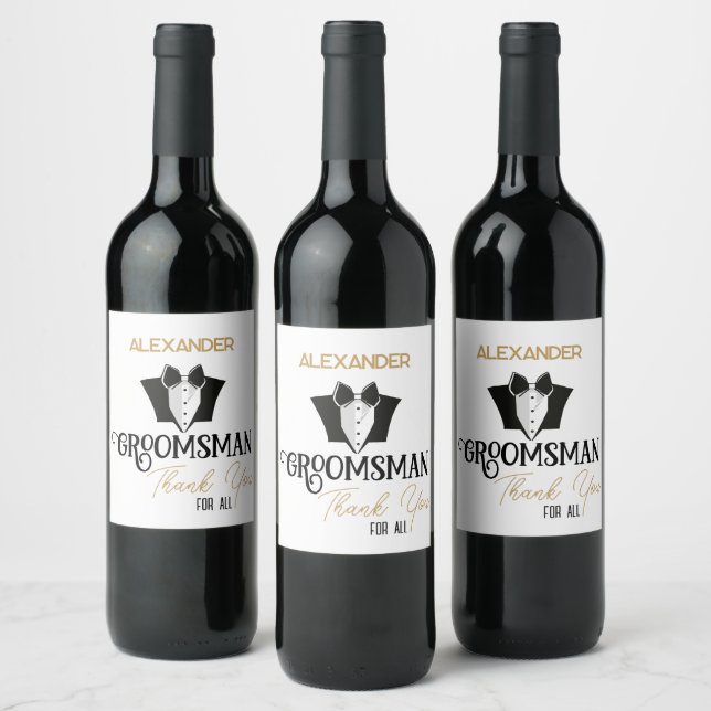 Groomsman Thank You For All Elegant Personalised Wine Label (Bottles)