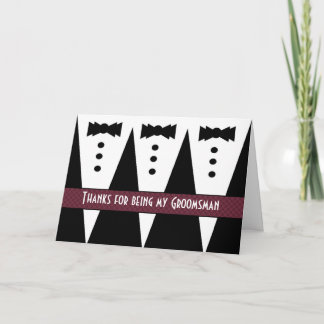 Groomsman Thank You - Three Tuxedos - Customizable Card