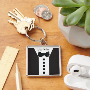 Groomsman Tuxedo 🎩 Elegant Bling Key Ring