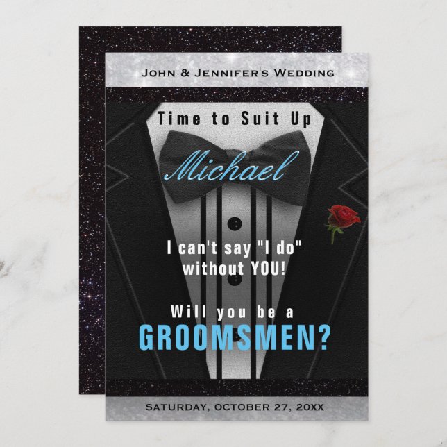 Groomsman Tuxedo Invitation Suit Up (Front/Back)